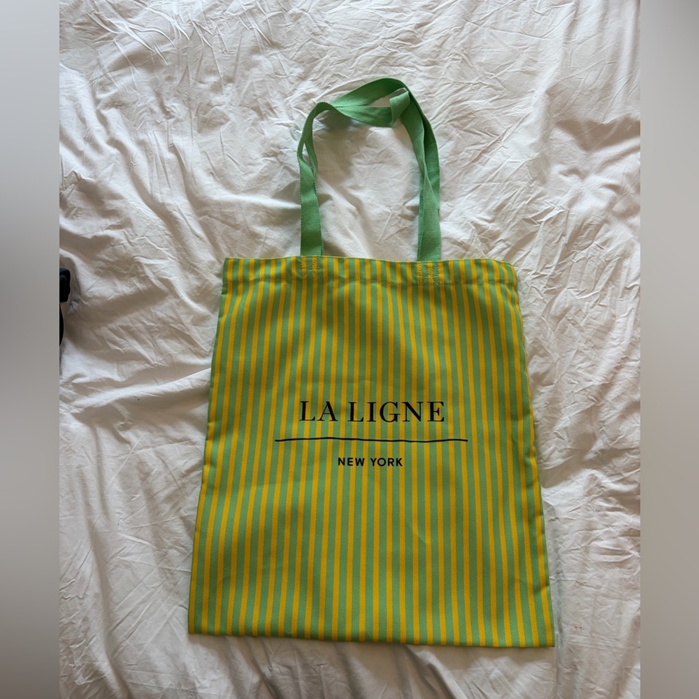 La Ligne Canvas Tote Bag New green yellow